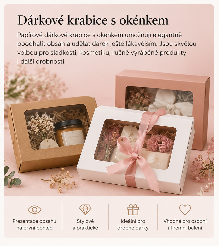 Dárkové papírové krabice s okénkem