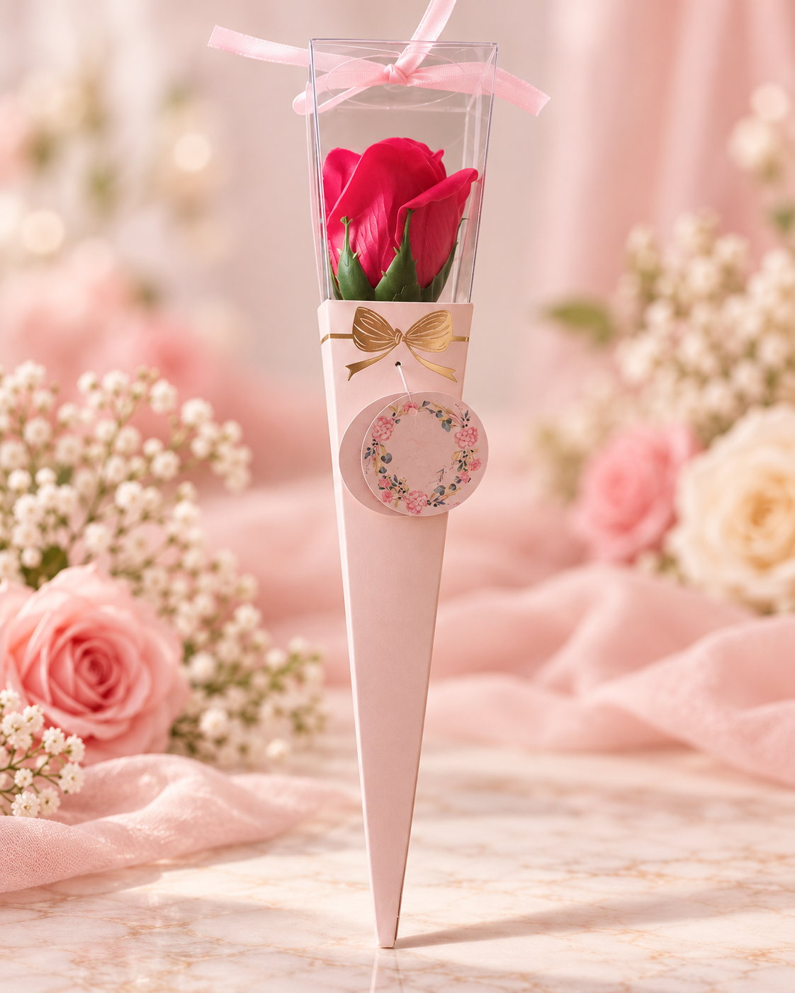 Mýdlová růže v elegantním ozdobném obalu 🌹